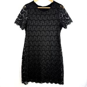 Black Lace Short Sleeve Dress M